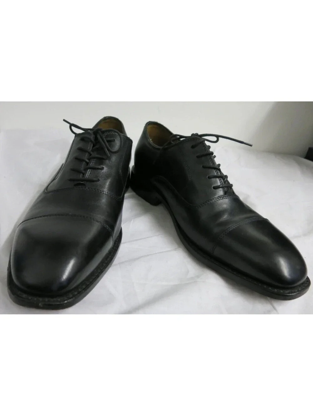 Mens Bostonian 27455 black leather cap toe dress shoes size 10 EEE/E Wide
